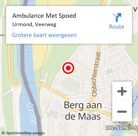 Locatie op kaart van de 112 melding: Ambulance Met Spoed Naar Urmond, Veerweg op 7 november 2021 12:46