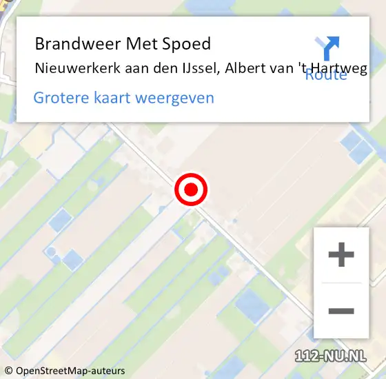 Locatie op kaart van de 112 melding: Brandweer Met Spoed Naar Nieuwerkerk aan den IJssel, Albert van 't Hartweg op 7 november 2021 12:54