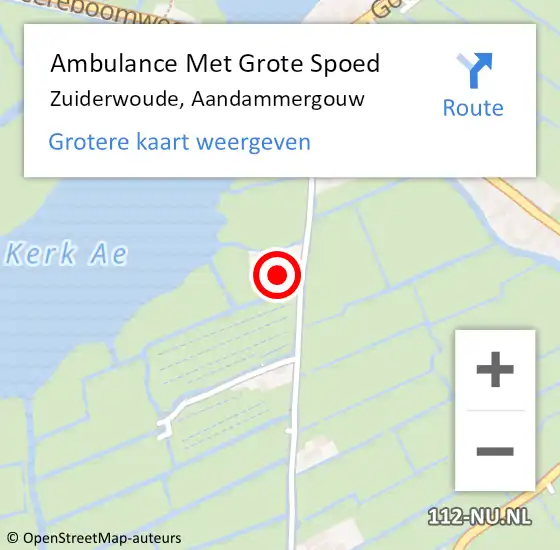 Locatie op kaart van de 112 melding: Ambulance Met Grote Spoed Naar Zuiderwoude, Aandammergouw op 7 november 2021 12:55