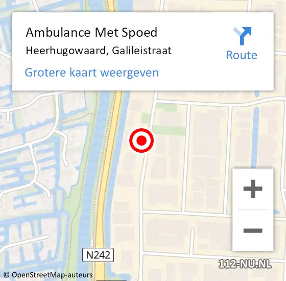 Locatie op kaart van de 112 melding: Ambulance Met Spoed Naar Heerhugowaard, Galileistraat op 7 november 2021 13:10