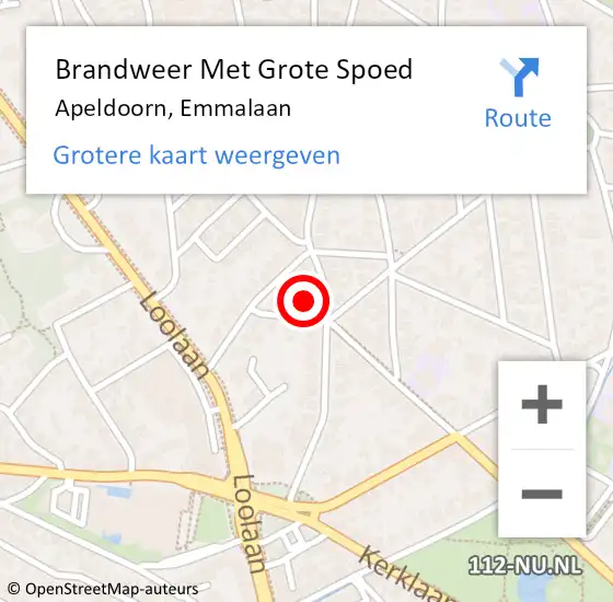 Locatie op kaart van de 112 melding: Brandweer Met Grote Spoed Naar Apeldoorn, Emmalaan op 28 juni 2014 14:14