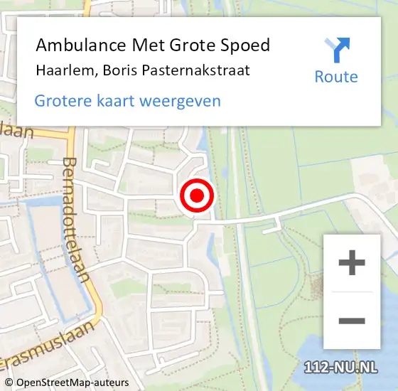 Locatie op kaart van de 112 melding: Ambulance Met Grote Spoed Naar Haarlem, Boris Pasternakstraat op 7 november 2021 13:44