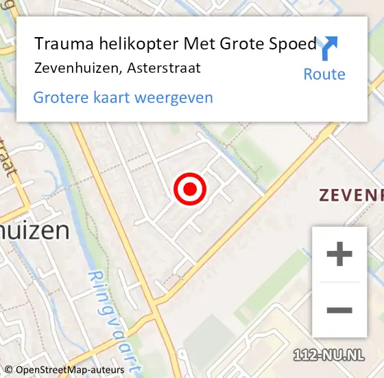 Locatie op kaart van de 112 melding: Trauma helikopter Met Grote Spoed Naar Zevenhuizen, Asterstraat op 7 november 2021 13:53