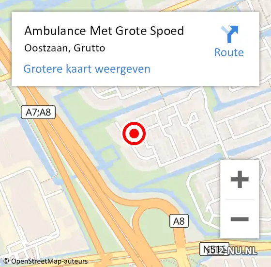 Locatie op kaart van de 112 melding: Ambulance Met Grote Spoed Naar Oostzaan, Grutto op 7 november 2021 13:59