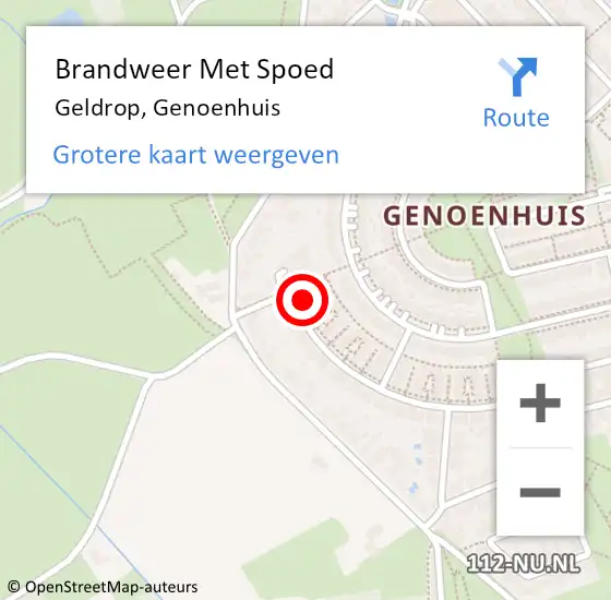 Locatie op kaart van de 112 melding: Brandweer Met Spoed Naar Geldrop, Genoenhuis op 7 november 2021 14:59