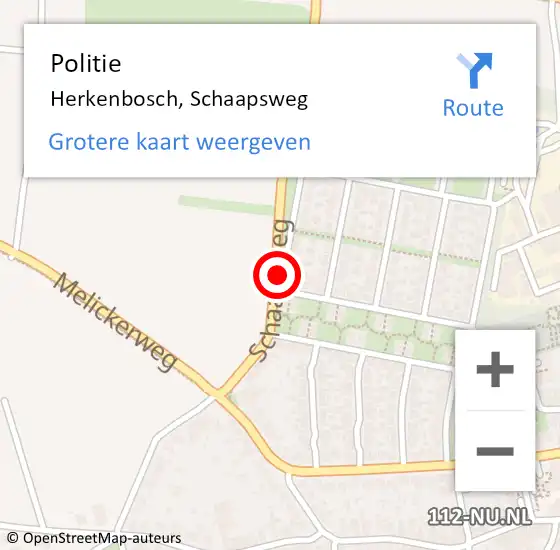 Locatie op kaart van de 112 melding: Politie Herkenbosch, Schaapsweg op 7 november 2021 15:35