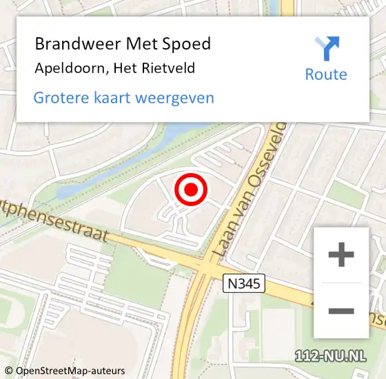 Locatie op kaart van de 112 melding: Brandweer Met Spoed Naar Apeldoorn, Het Rietveld op 7 november 2021 15:41