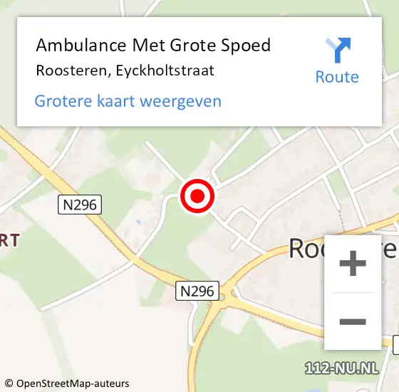 Locatie op kaart van de 112 melding: Ambulance Met Grote Spoed Naar Roosteren, Eyckholtstraat op 28 juni 2014 14:29