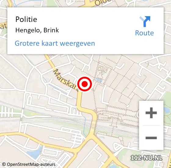 Locatie op kaart van de 112 melding: Politie Hengelo, Brink op 7 november 2021 15:44