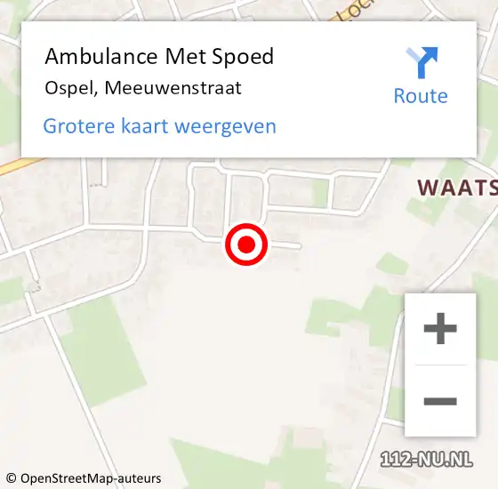 Locatie op kaart van de 112 melding: Ambulance Met Spoed Naar Ospel, Meeuwenstraat op 7 november 2021 16:13