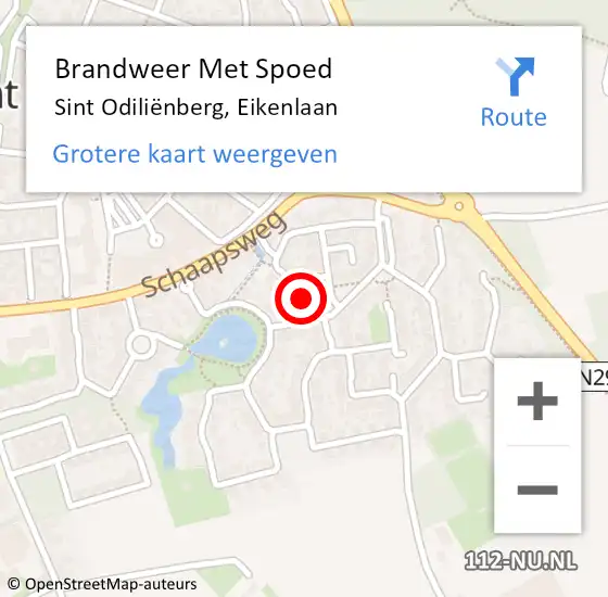 Locatie op kaart van de 112 melding: Brandweer Met Spoed Naar Sint Odiliënberg, Eikenlaan op 7 november 2021 16:46