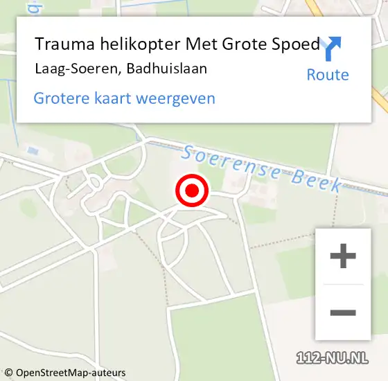 Locatie op kaart van de 112 melding: Trauma helikopter Met Grote Spoed Naar Laag-Soeren, Badhuislaan op 7 november 2021 17:15