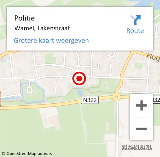 Locatie op kaart van de 112 melding: Politie Wamel, Lakenstraat op 7 november 2021 17:19