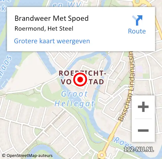 Locatie op kaart van de 112 melding: Brandweer Met Spoed Naar Roermond, Het Steel op 7 november 2021 17:19