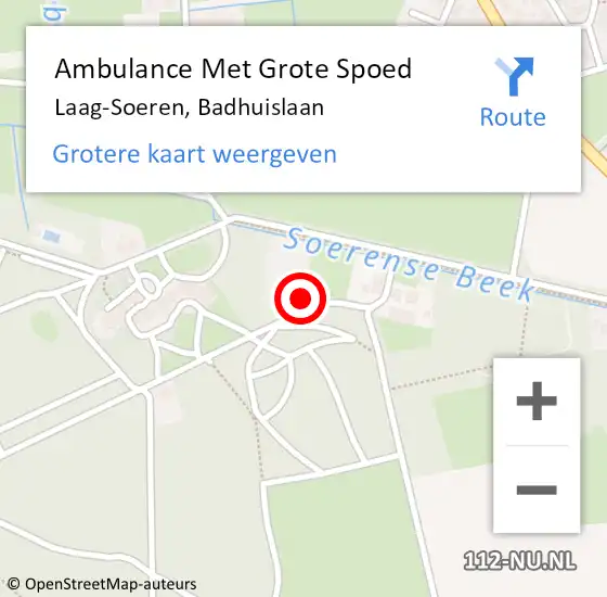 Locatie op kaart van de 112 melding: Ambulance Met Grote Spoed Naar Laag-Soeren, Badhuislaan op 7 november 2021 17:21