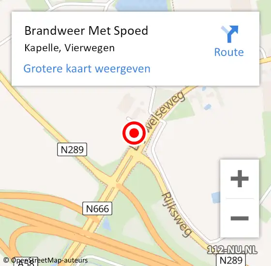 Locatie op kaart van de 112 melding: Brandweer Met Spoed Naar Kapelle, Vierwegen op 7 november 2021 17:42