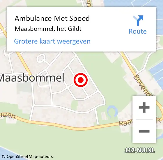 Locatie op kaart van de 112 melding: Ambulance Met Spoed Naar Maasbommel, het Gildt op 7 november 2021 17:48