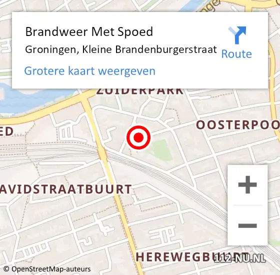 Locatie op kaart van de 112 melding: Brandweer Met Spoed Naar Groningen, Kleine Brandenburgerstraat op 7 november 2021 17:51