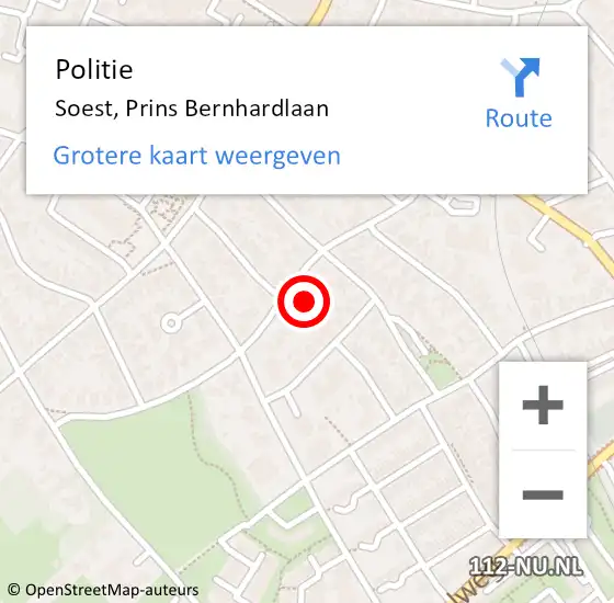Locatie op kaart van de 112 melding: Politie Soest, Prins Bernhardlaan op 7 november 2021 17:53