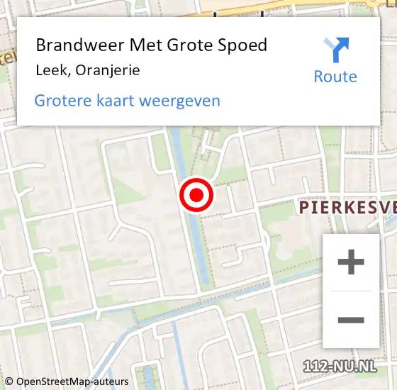 Locatie op kaart van de 112 melding: Brandweer Met Grote Spoed Naar Leek, Oranjerie op 28 juni 2014 14:47