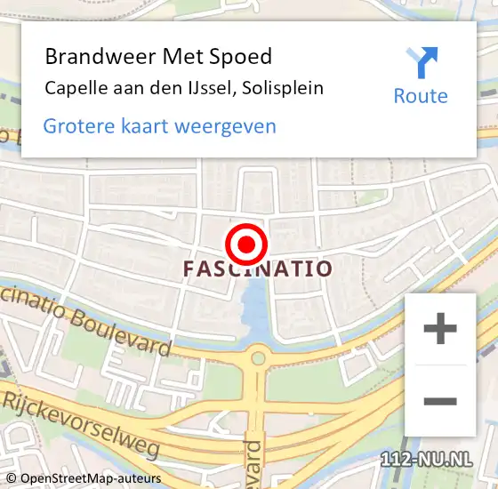 Locatie op kaart van de 112 melding: Brandweer Met Spoed Naar Capelle aan den IJssel, Solisplein op 7 november 2021 17:57