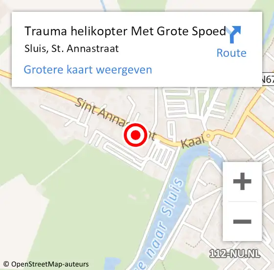 Locatie op kaart van de 112 melding: Trauma helikopter Met Grote Spoed Naar Sluis, St. Annastraat op 7 november 2021 18:09