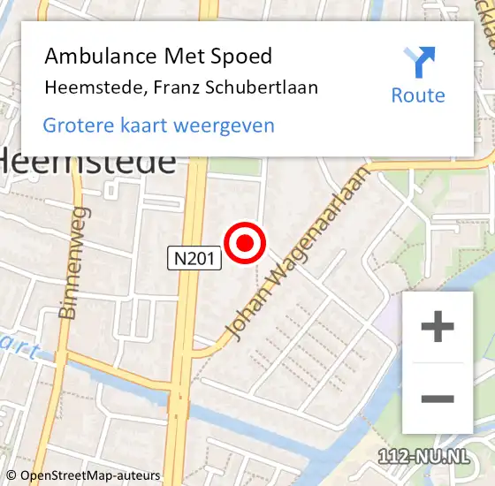 Locatie op kaart van de 112 melding: Ambulance Met Spoed Naar Heemstede, Franz Schubertlaan op 7 november 2021 18:57