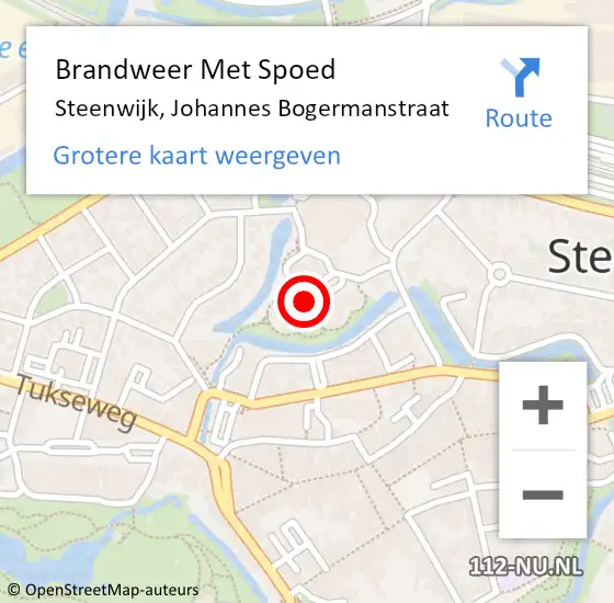 Locatie op kaart van de 112 melding: Brandweer Met Spoed Naar Steenwijk, Johannes Bogermanstraat op 7 november 2021 19:02