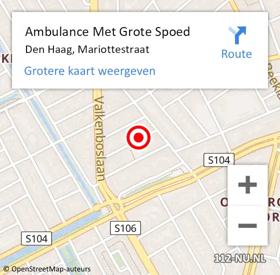 Locatie op kaart van de 112 melding: Ambulance Met Grote Spoed Naar Den Haag, Mariottestraat op 7 november 2021 19:25