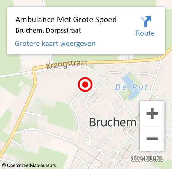 Locatie op kaart van de 112 melding: Ambulance Met Grote Spoed Naar Bruchem, Dorpsstraat op 7 november 2021 19:37