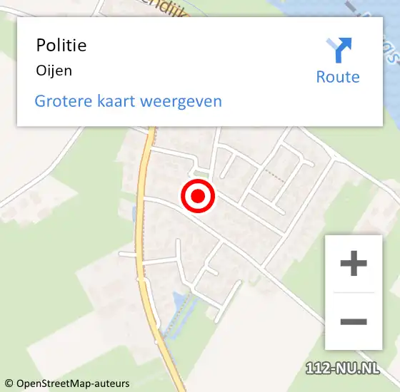 Locatie op kaart van de 112 melding: Politie Oijen op 28 juni 2014 14:54