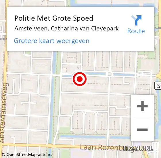 Locatie op kaart van de 112 melding: Politie Met Grote Spoed Naar Amstelveen, Catharina van Clevepark op 7 november 2021 19:47