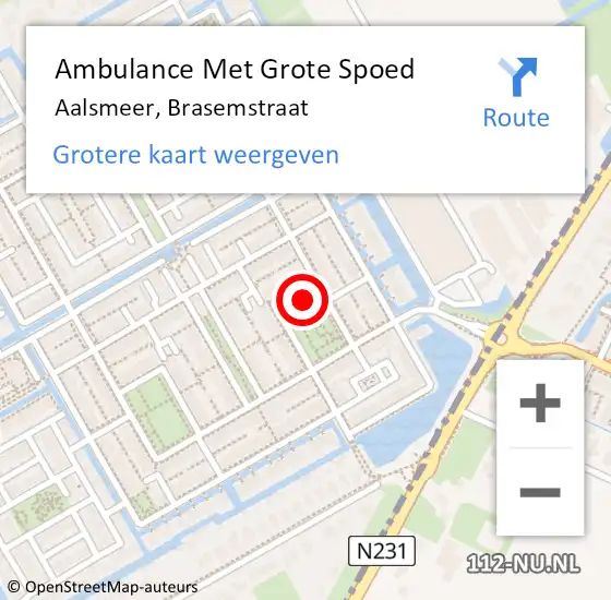 Locatie op kaart van de 112 melding: Ambulance Met Grote Spoed Naar Aalsmeer, Brasemstraat op 7 november 2021 20:10