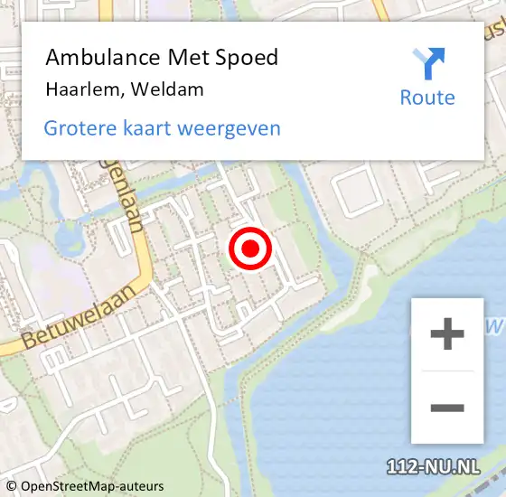 Locatie op kaart van de 112 melding: Ambulance Met Spoed Naar Haarlem, Weldam op 7 november 2021 21:29