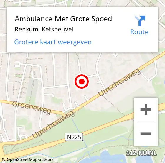 Locatie op kaart van de 112 melding: Ambulance Met Grote Spoed Naar Renkum, Ketsheuvel op 7 november 2021 21:35