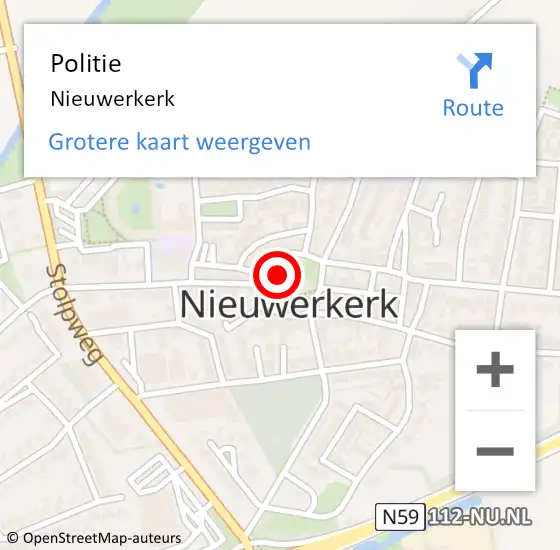 Locatie op kaart van de 112 melding: Politie Nieuwerkerk op 7 november 2021 21:39