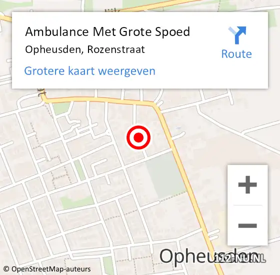 Locatie op kaart van de 112 melding: Ambulance Met Grote Spoed Naar Opheusden, Rozenstraat op 7 november 2021 22:00