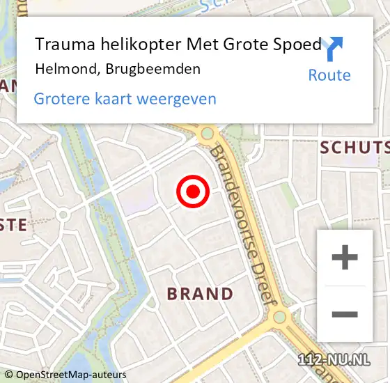 Locatie op kaart van de 112 melding: Trauma helikopter Met Grote Spoed Naar Helmond, Brugbeemden op 7 november 2021 22:31