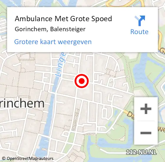 Locatie op kaart van de 112 melding: Ambulance Met Grote Spoed Naar Gorinchem, Balensteiger op 7 november 2021 22:35