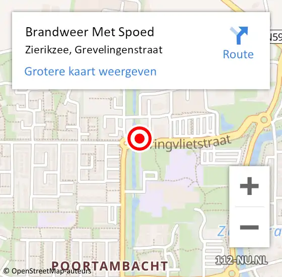 Locatie op kaart van de 112 melding: Brandweer Met Spoed Naar Zierikzee, Grevelingenstraat op 7 november 2021 22:40