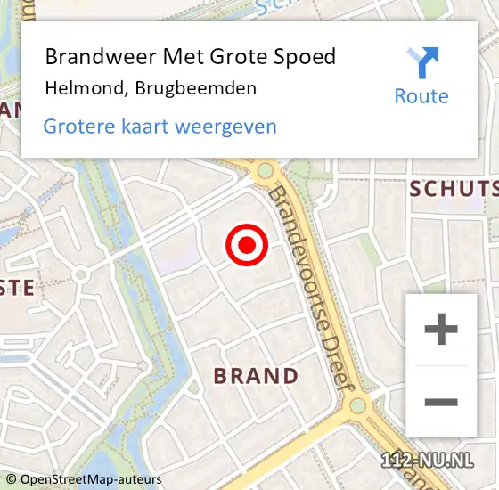 Locatie op kaart van de 112 melding: Brandweer Met Grote Spoed Naar Helmond, Brugbeemden op 7 november 2021 22:45