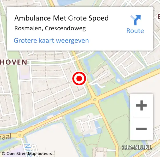 Locatie op kaart van de 112 melding: Ambulance Met Grote Spoed Naar Rosmalen, Crescendoweg op 6 oktober 2013 16:09