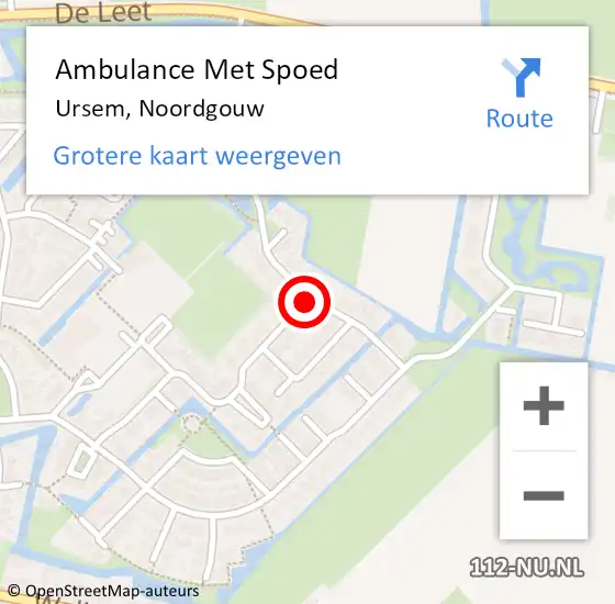 Locatie op kaart van de 112 melding: Ambulance Met Spoed Naar Ursem, Noordgouw op 7 november 2021 23:05