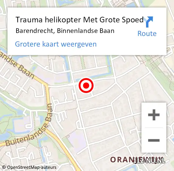 Locatie op kaart van de 112 melding: Trauma helikopter Met Grote Spoed Naar Barendrecht, Binnenlandse Baan op 7 november 2021 23:21