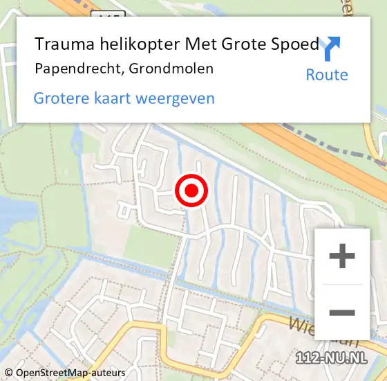 Locatie op kaart van de 112 melding: Trauma helikopter Met Grote Spoed Naar Papendrecht, Grondmolen op 7 november 2021 23:29