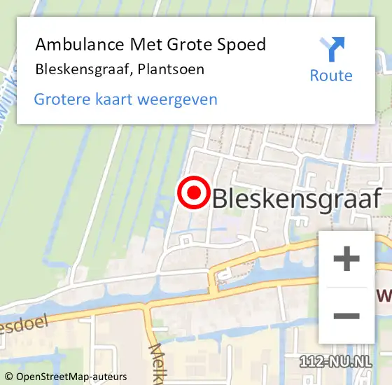 Locatie op kaart van de 112 melding: Ambulance Met Grote Spoed Naar Bleskensgraaf, Plantsoen op 8 november 2021 01:23