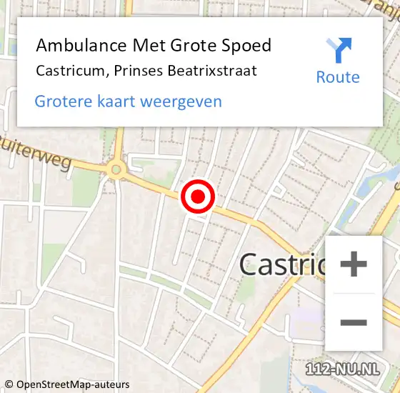 Locatie op kaart van de 112 melding: Ambulance Met Grote Spoed Naar Castricum, Prinses Beatrixstraat op 8 november 2021 02:09