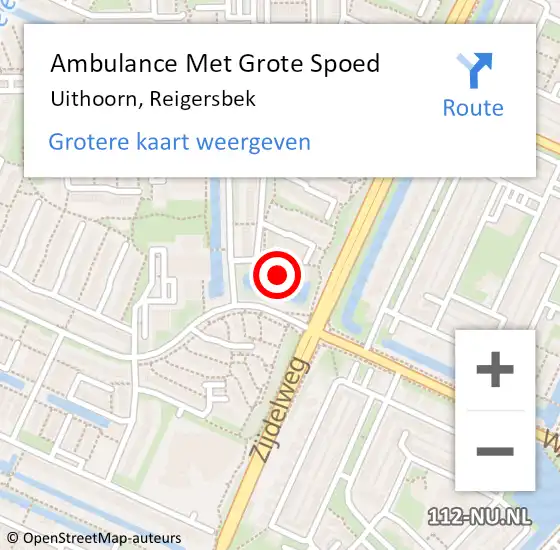 Locatie op kaart van de 112 melding: Ambulance Met Grote Spoed Naar Uithoorn, Reigersbek op 8 november 2021 07:06