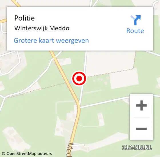 Locatie op kaart van de 112 melding: Politie Winterswijk Meddo op 8 november 2021 07:11