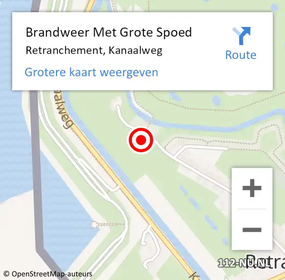 Locatie op kaart van de 112 melding: Brandweer Met Grote Spoed Naar Retranchement, Kanaalweg op 8 november 2021 07:32